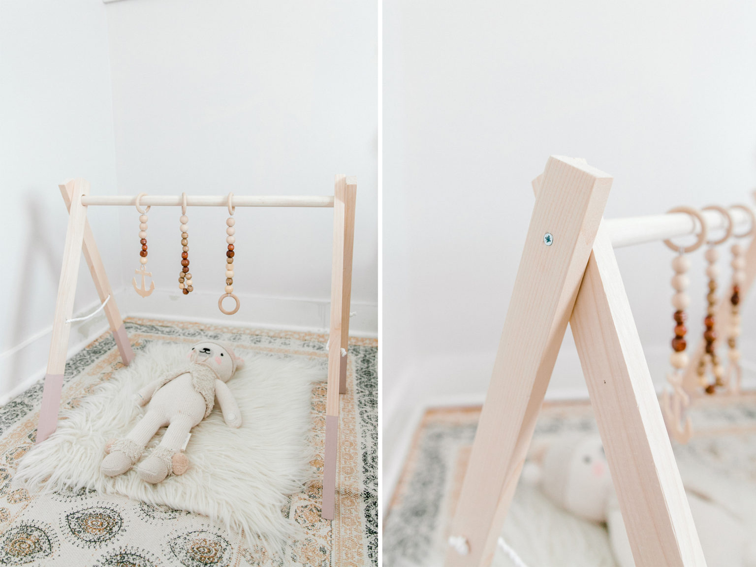 DIY wooden baby gym and toys for little hands to play If Only April