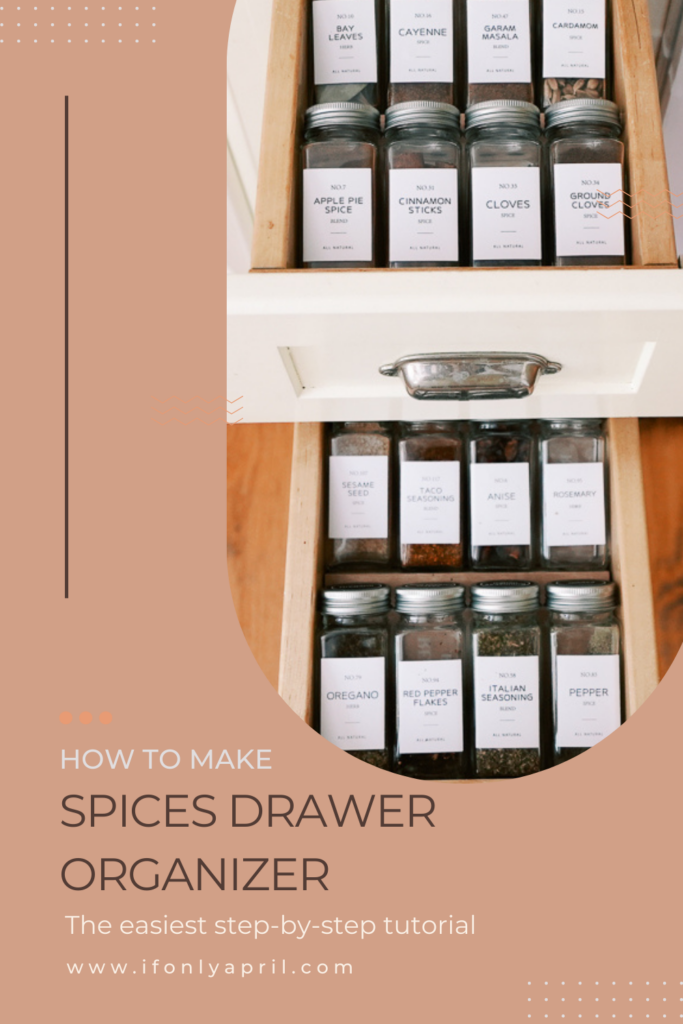 diy spices organizer in a drawer